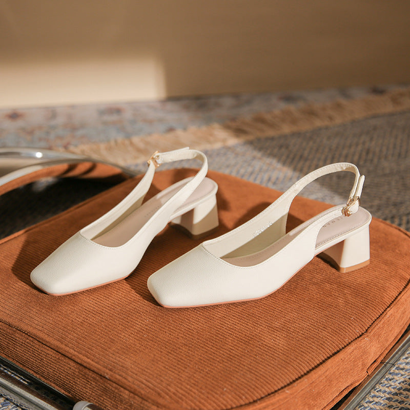 slingback block heels with square toe – AURARTU