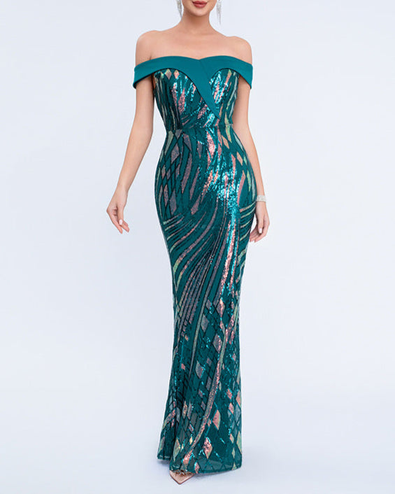 Geplooide top met uitlopende mouwen en maxi-rok set met tailleband – Rosiny 