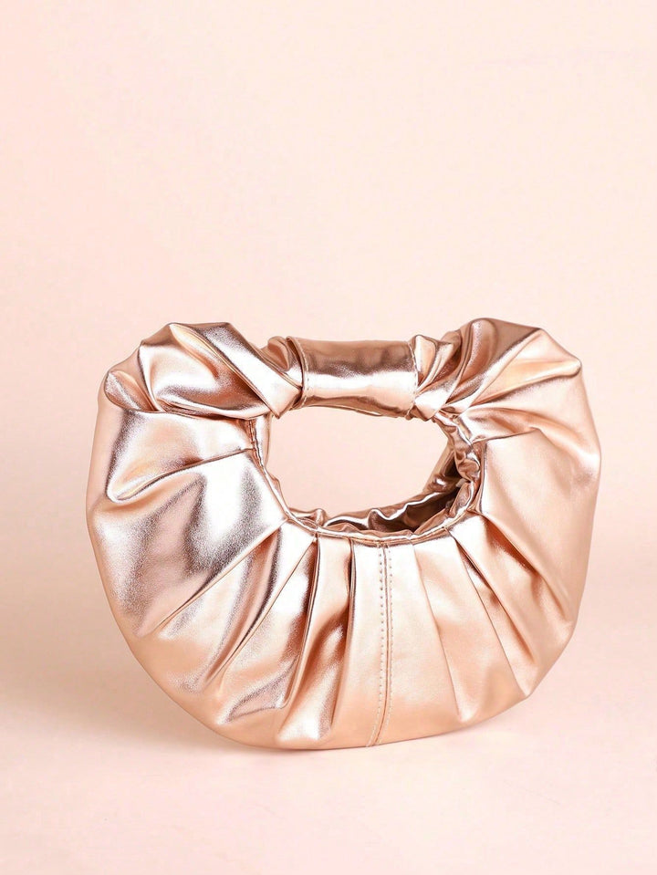 metallic ruched handle bag with circular silhouette – NOVANVI