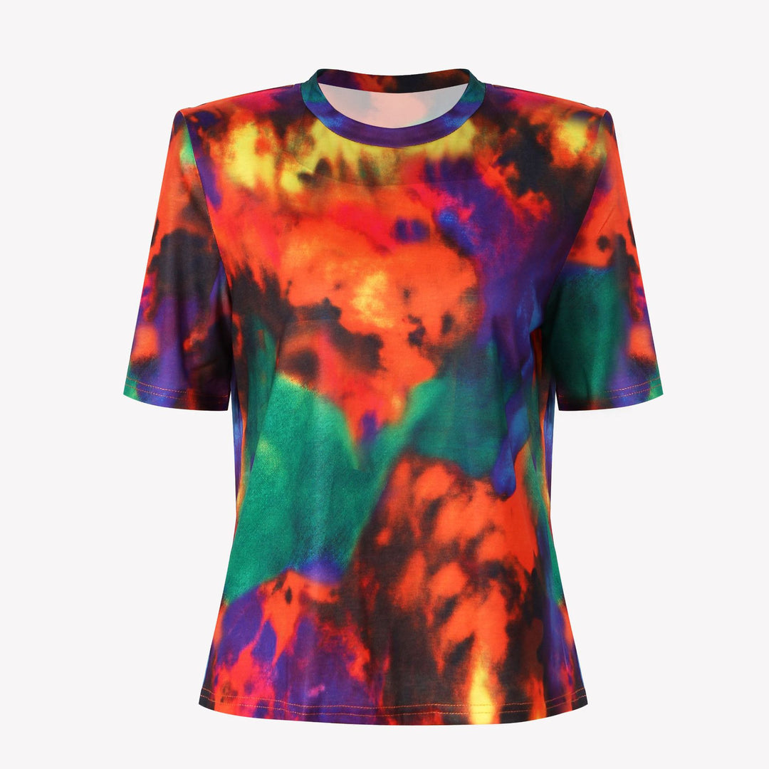 short-sleeve tie-dye top and ruched mini skirt set - ZARUFA