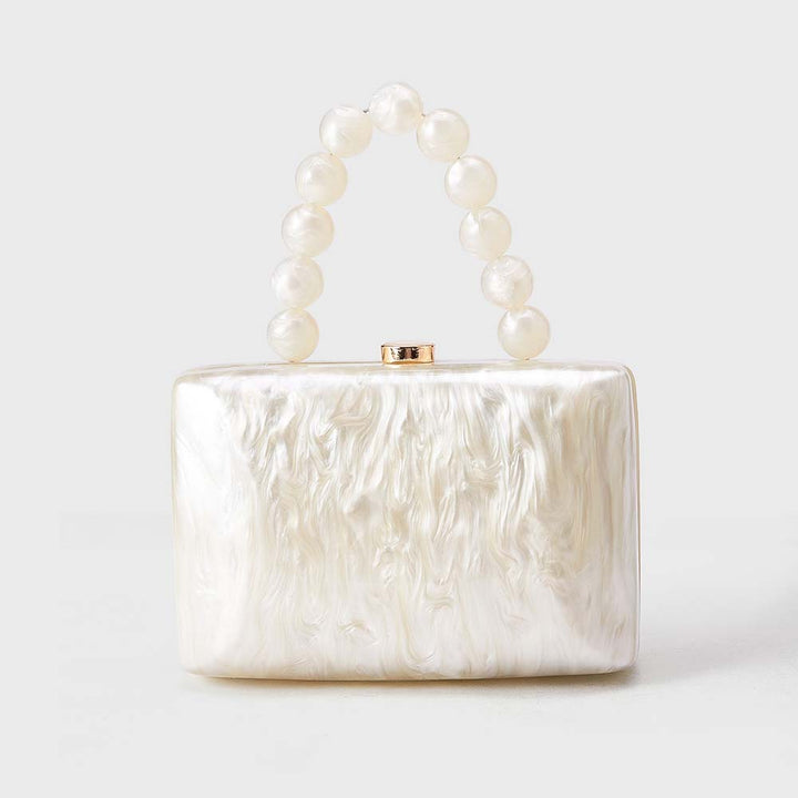 marbled box clutch with beaded handle – NOCTURNE