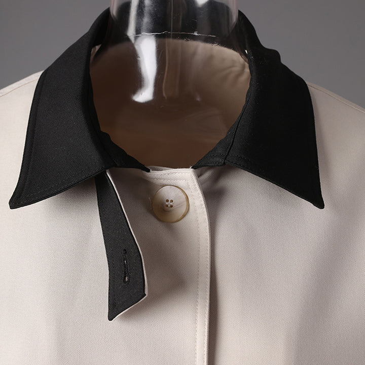 button-front minimalist jacket with contrast collar – KIVAA