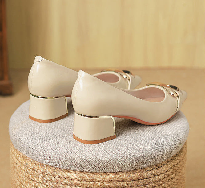 pointed-toe block heels with gold buckle - ARYIALWA