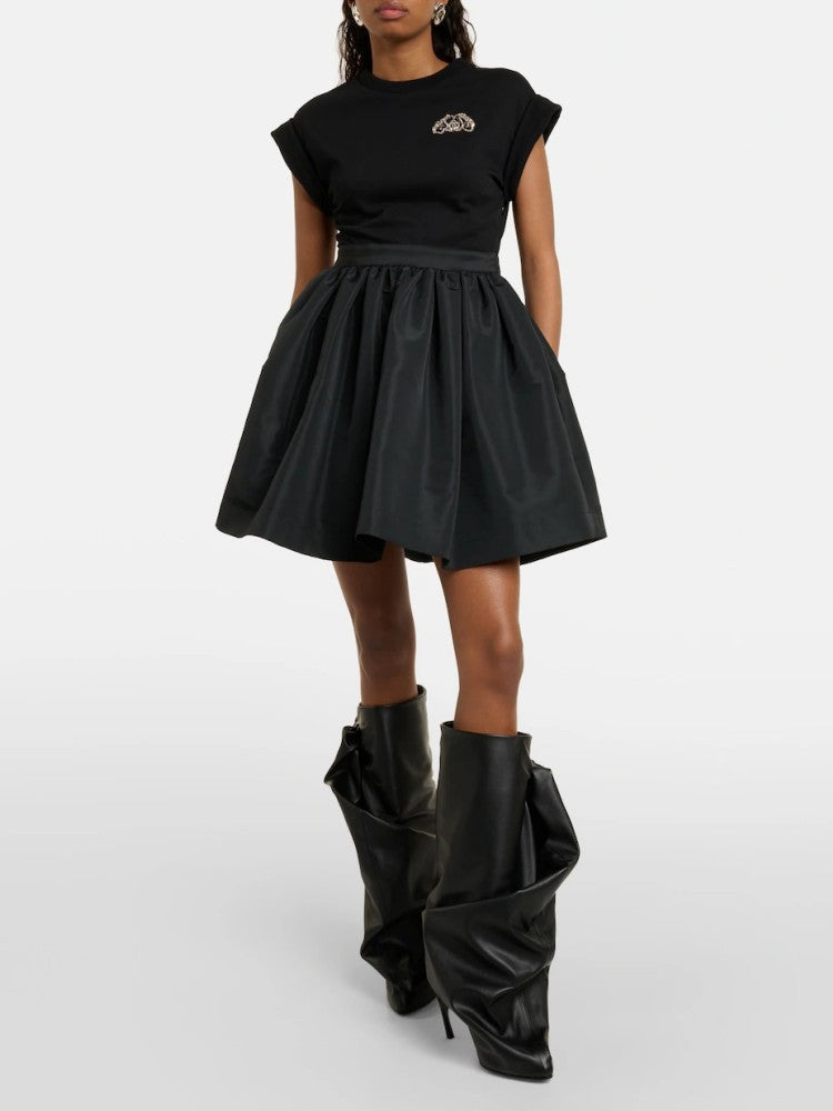 حذاء بكعب عالٍ من الجلد المترهل مع فيونكة كبيرة الحجم – نوير