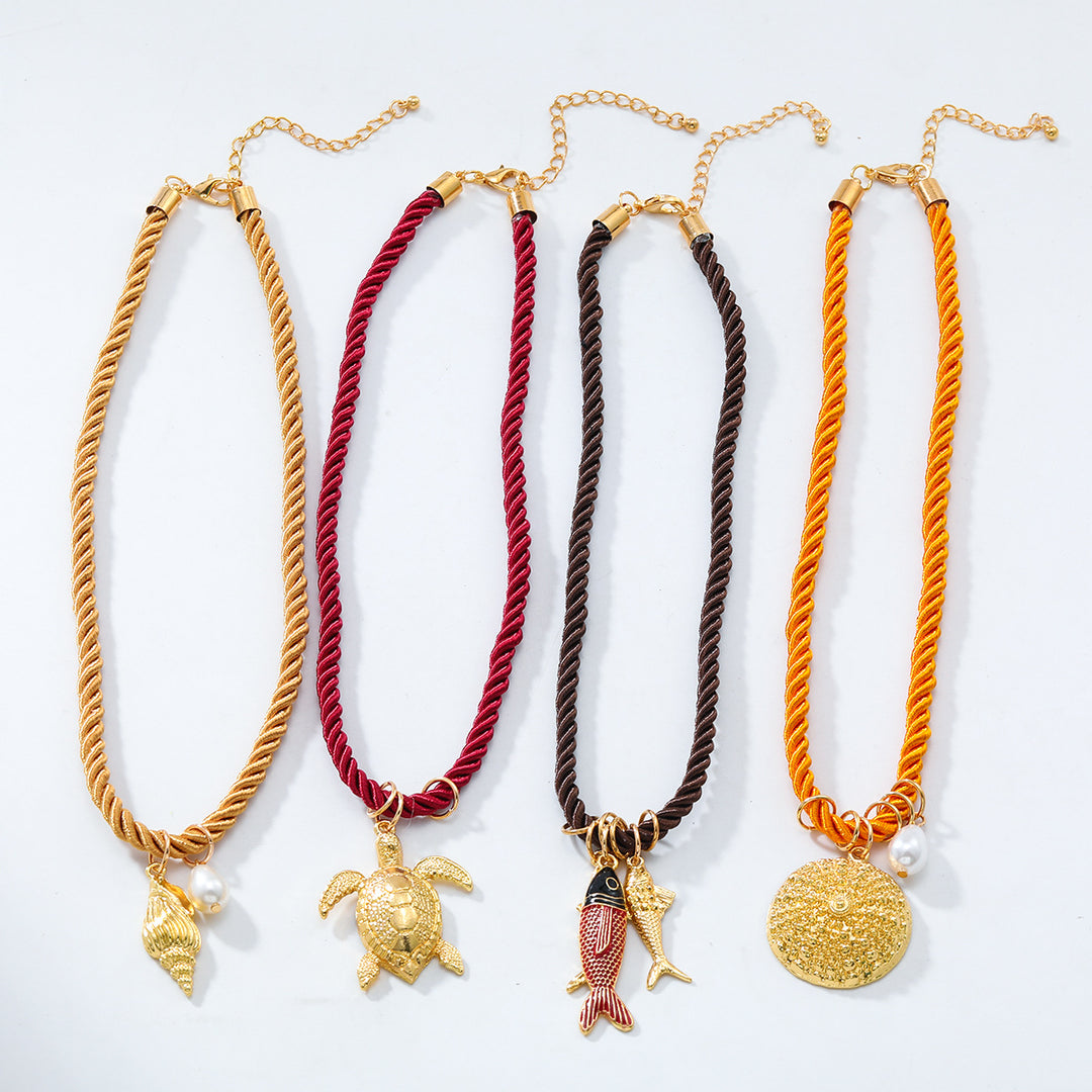 beaded lobster pendant necklace with pearl charm - CORAV