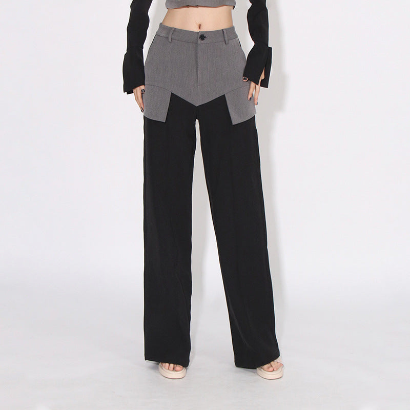 high-waist wide-leg trousers with contrast waist panel – NOVA