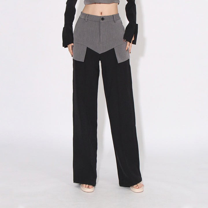 high-waist wide-leg trousers with contrast waist panel – NOVA