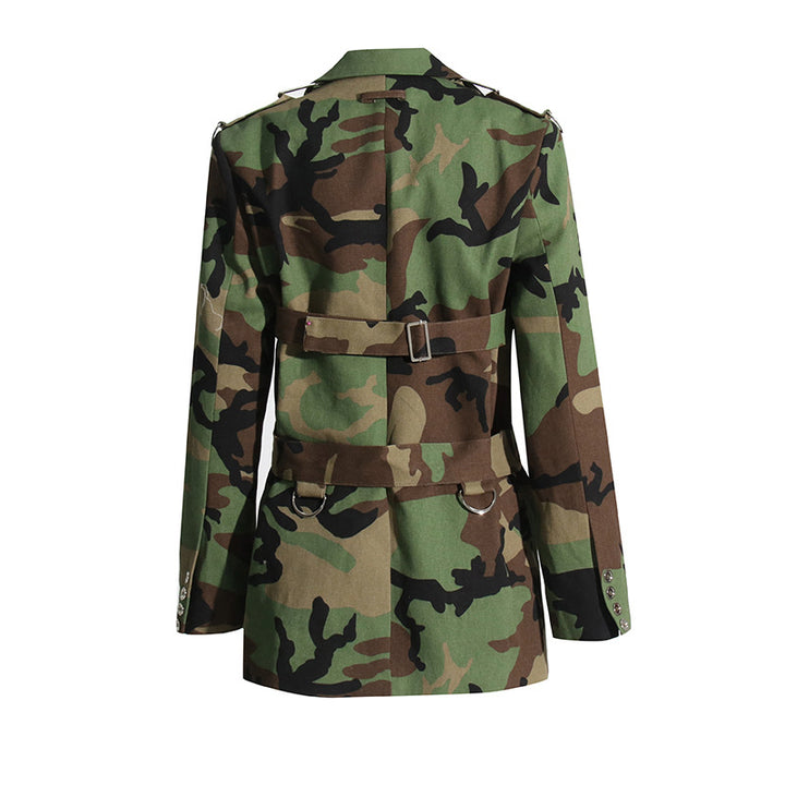 camouflage tailored blazer dress with utility straps – RANGER