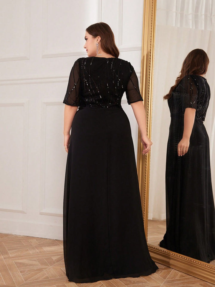 Geplooide top met uitlopende mouwen en maxi-rok set met tailleband – Rosiny 