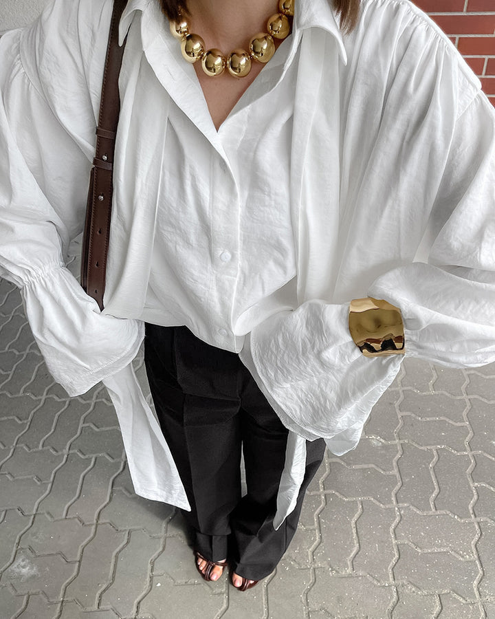 oversized long-scarf shirt with balloon sleeves – RENÉE