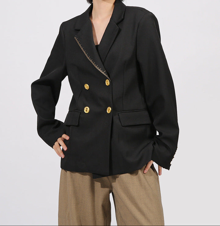 double-breasted blazer with asymmetric zip trim – VERA