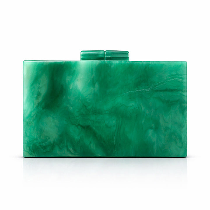 rectangular marbled clutch with glossy finish – ROSÉ
