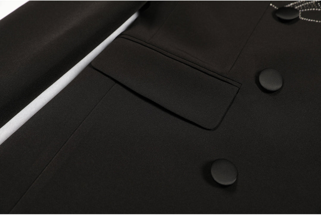 double-breasted blazer with crystal butterfly embellishment – AURELIAL