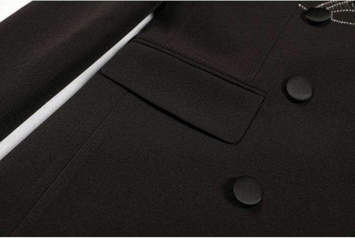 double-breasted blazer with crystal butterfly embellishment – AURELIAL