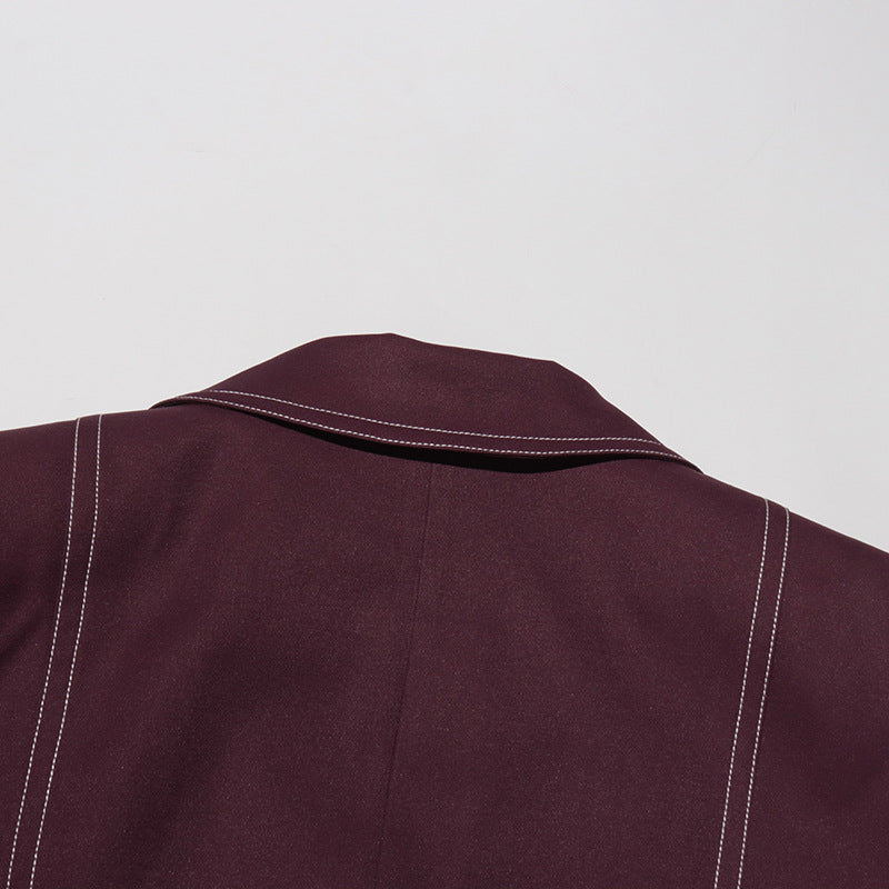 معطف طويل مصمم خصيصًا مع خياطة متباينة - مارلون