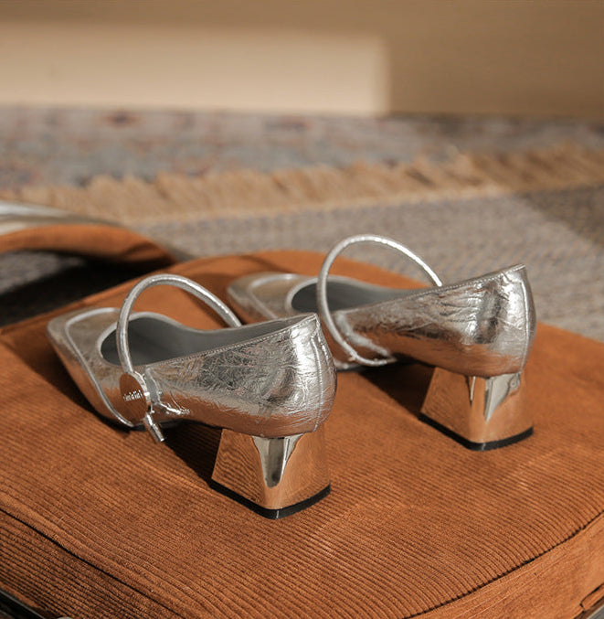 square-toe block heels with slim strap - ARIANRI