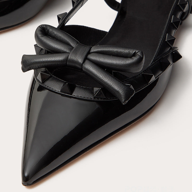 studded bow-detail pointed flats – VERAZIA