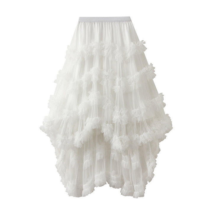 tiered ruffle mesh skirt with high-low hem – AURORA