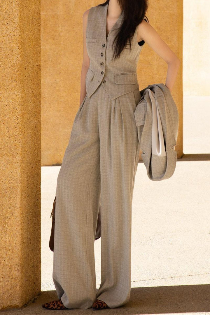 sleeveless tailored vest with wide-leg trousers – CELINE