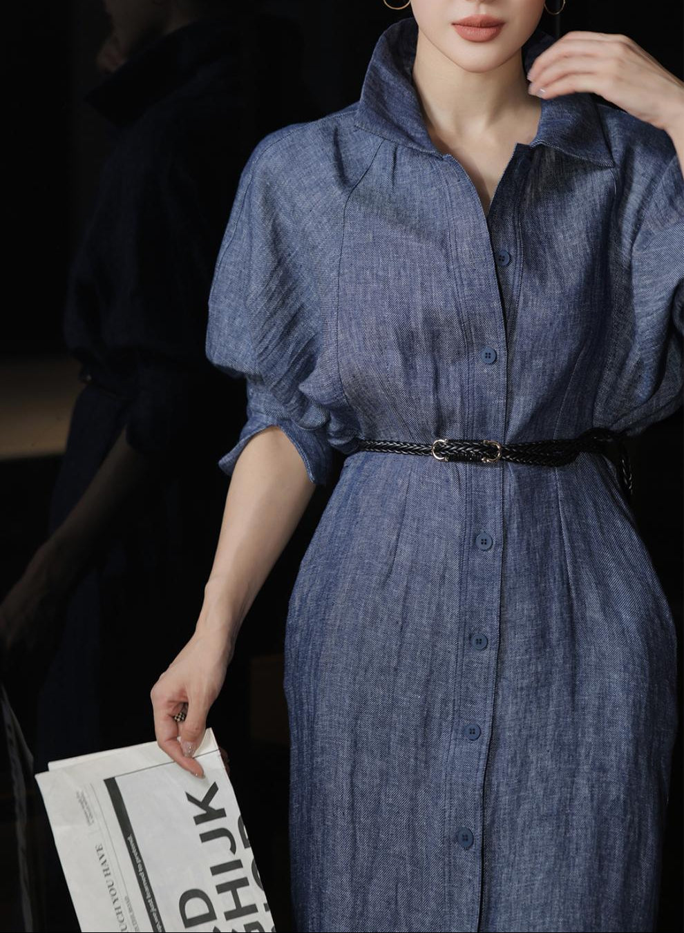 denim shirt dress with belted waist – JAZZ