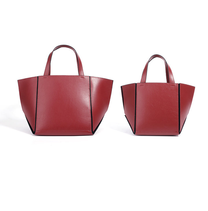 structured leather tote bag with wide side panels - ZARAZKI