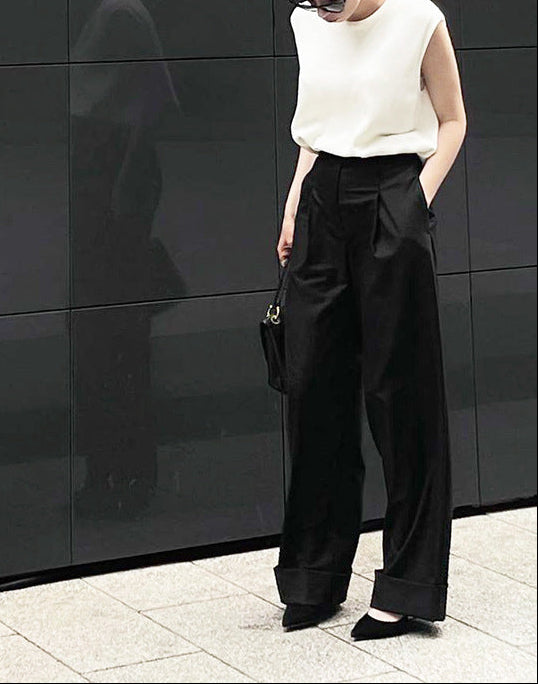 wide-leg tailored pants with high waistband – LUXE