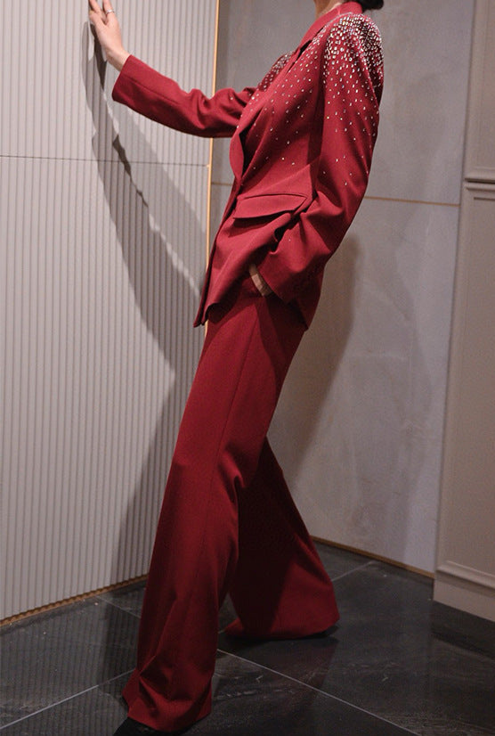 embellished shoulder tailored blazer set – VERA