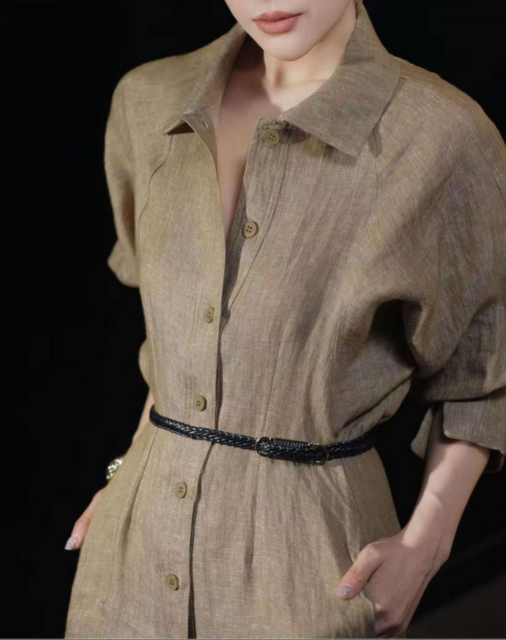 denim shirt dress with belted waist – JAZZ