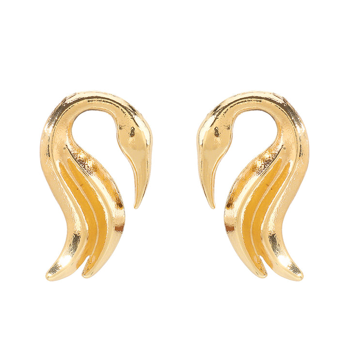 minimalist swan-shaped silver earrings – CYRA