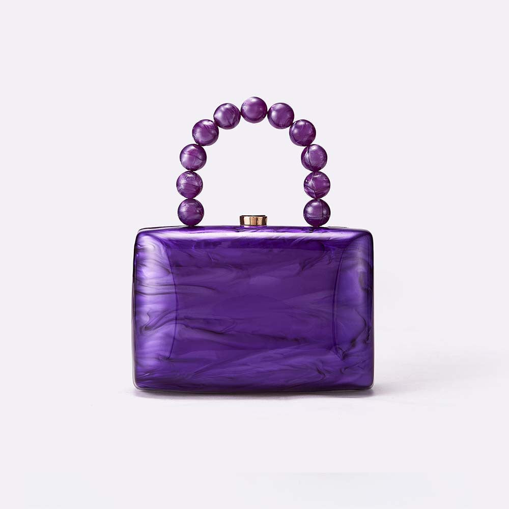 marbled box clutch with beaded handle – NOCTURNE