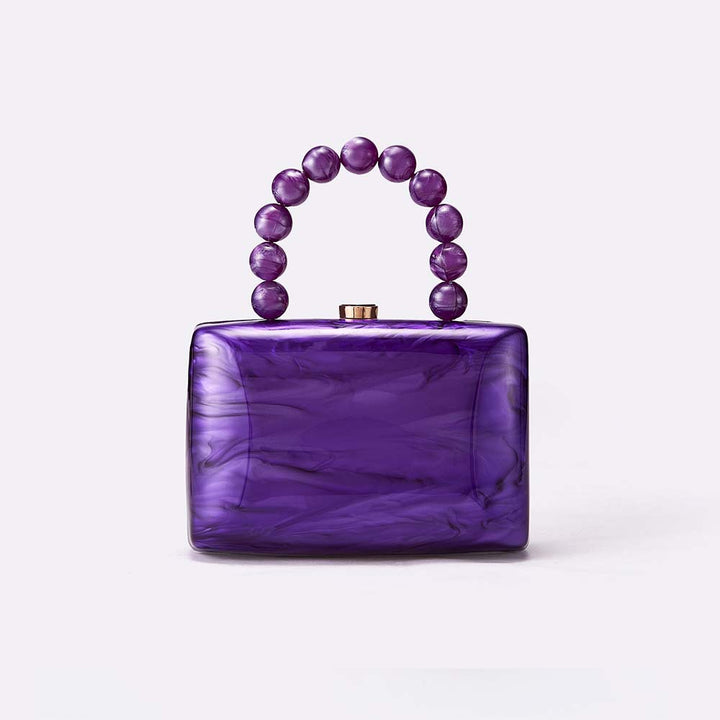 marbled box clutch with beaded handle – NOCTURNE