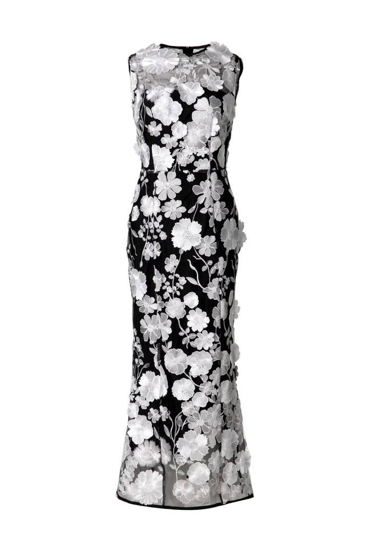 فستان دانتيل مزهر بدون أكمام مع قاعدة متباينة – إليسيا