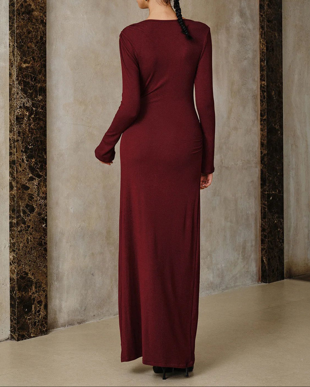 Haut à manches évasées plissées et ensemble jupe longue avec ceinture à la taille – Rosiny 