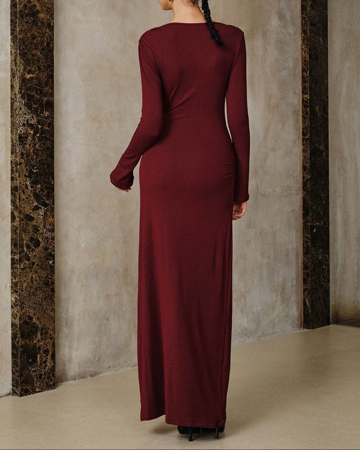 Haut à manches évasées plissées et ensemble jupe longue avec ceinture à la taille – Rosiny 