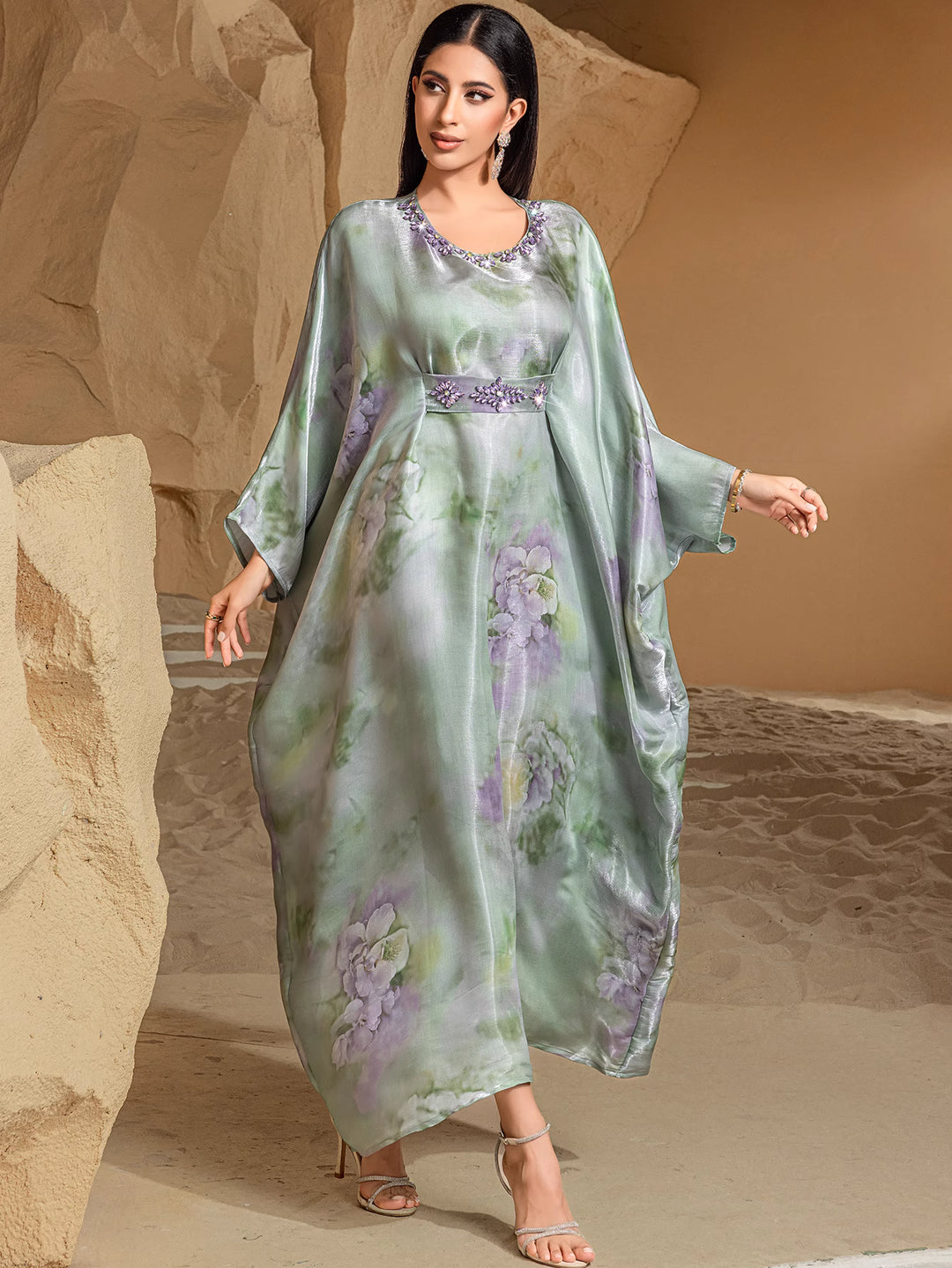 定制喇叭套装，配缎面泡泡袖 - VALENCIA 