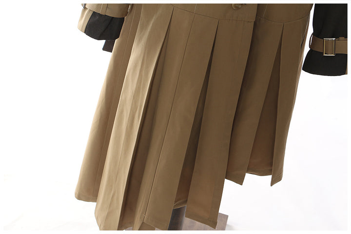 Belted trench-style midi dress with pleated skirt panels – TRENZA