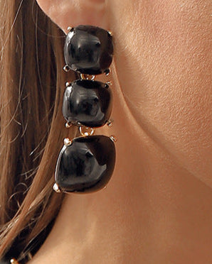 triple square drop earrings with glossy finish - LUNAXWI