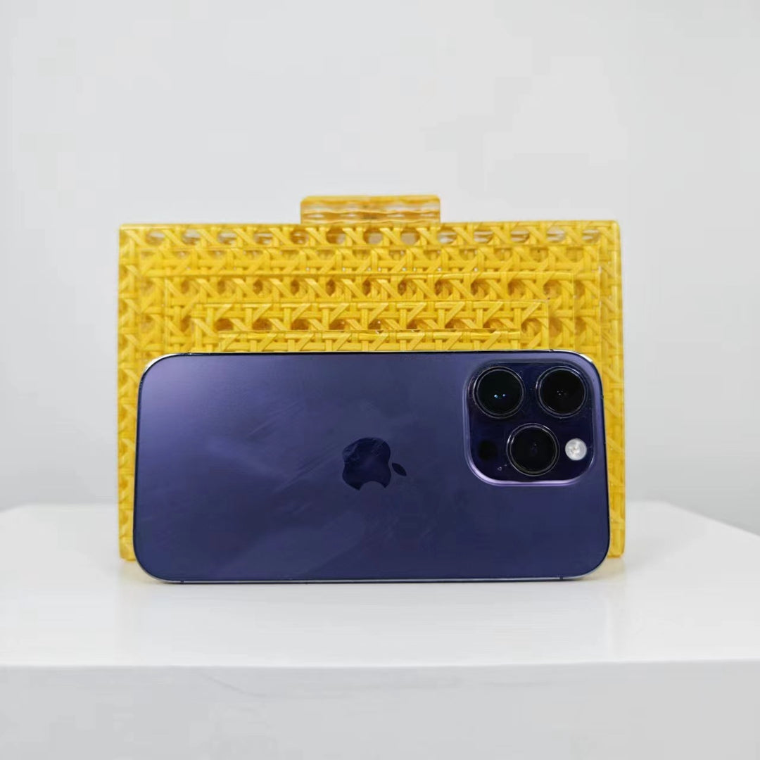 geweven rieten draagtas met dubbele leren handvatten – LÉONIE 