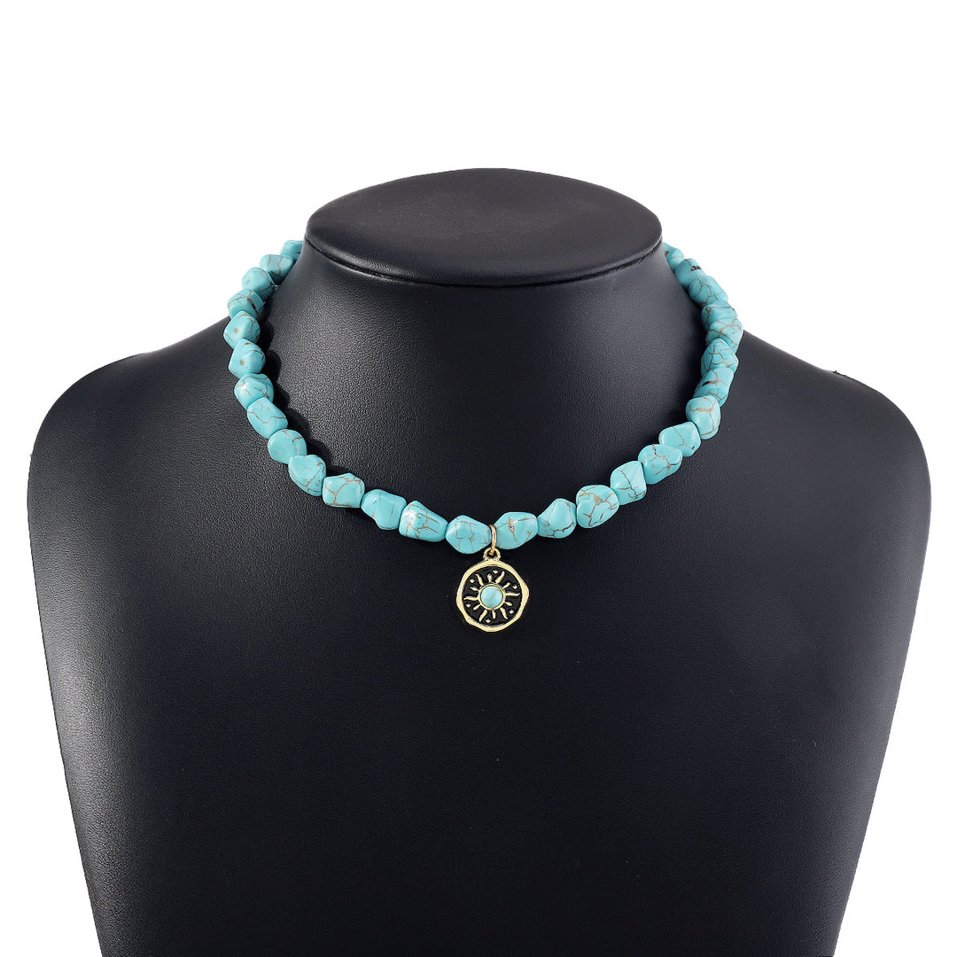 turquoise bead necklace set with symbolic pendants – AZURA