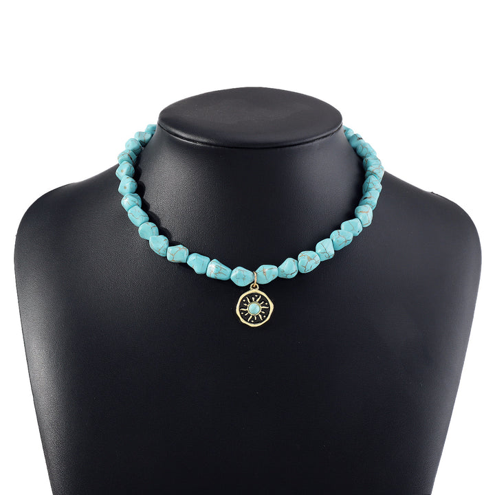 turquoise bead necklace set with symbolic pendants – AZURA