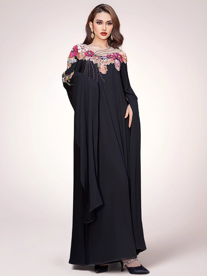 op maat gemaakte flare-pak met satijnen pofmouwen – VALENCIA 