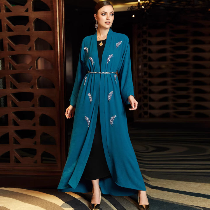 costume évasé sur mesure avec manches bouffantes en satin – VALENCIA 