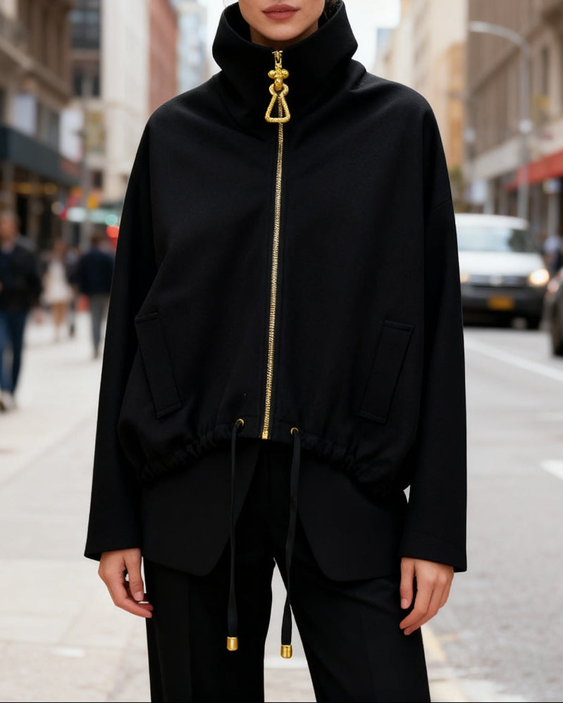 Geplooide top met uitlopende mouwen en maxi-rok set met tailleband – Rosiny 