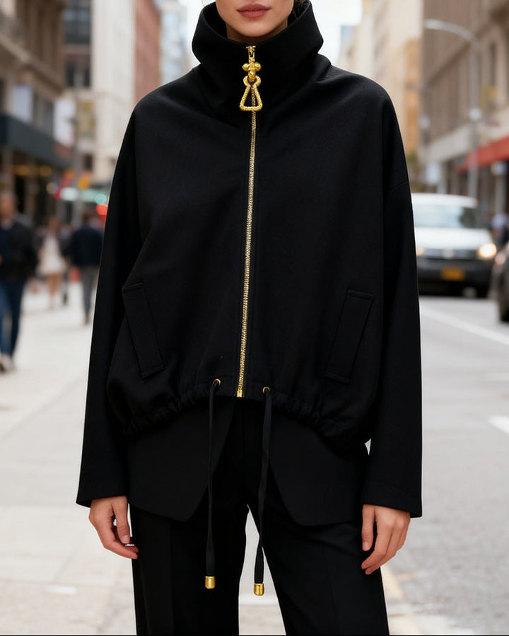 Geplooide top met uitlopende mouwen en maxi-rok set met tailleband – Rosiny 