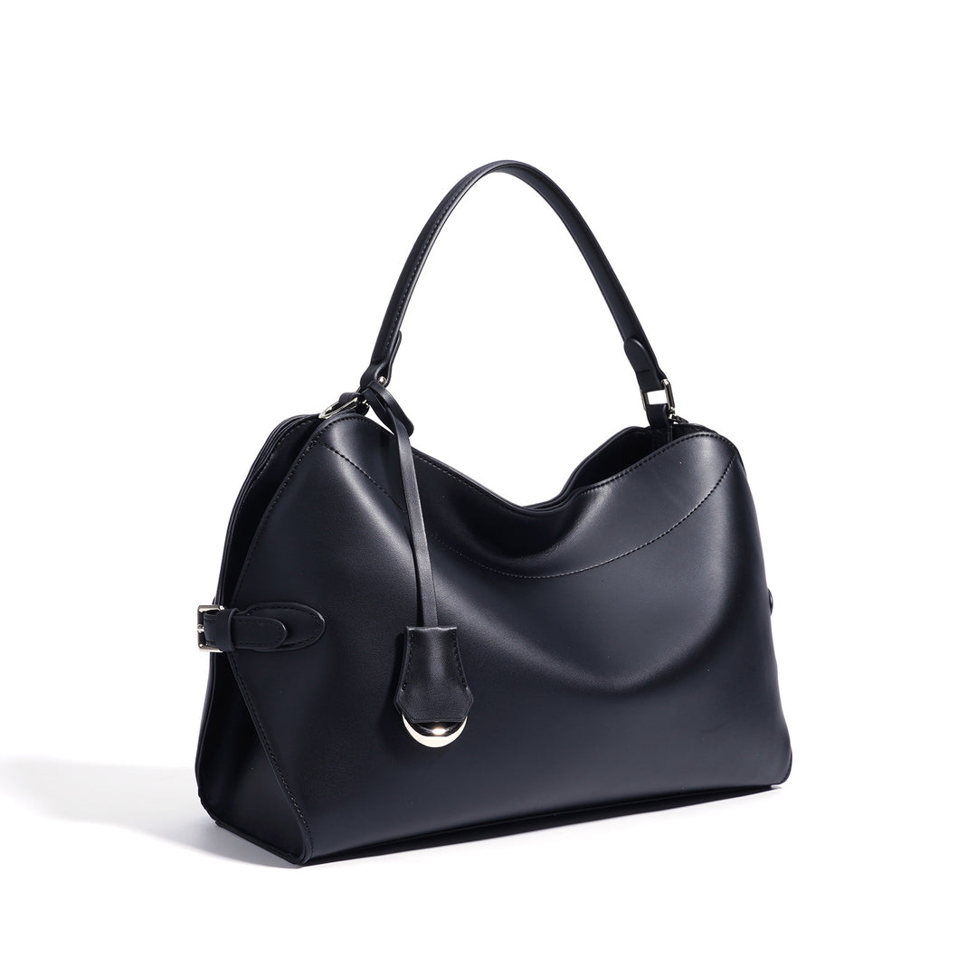 编织藤条手提包，配有双层皮革手柄 – LÉONIE 