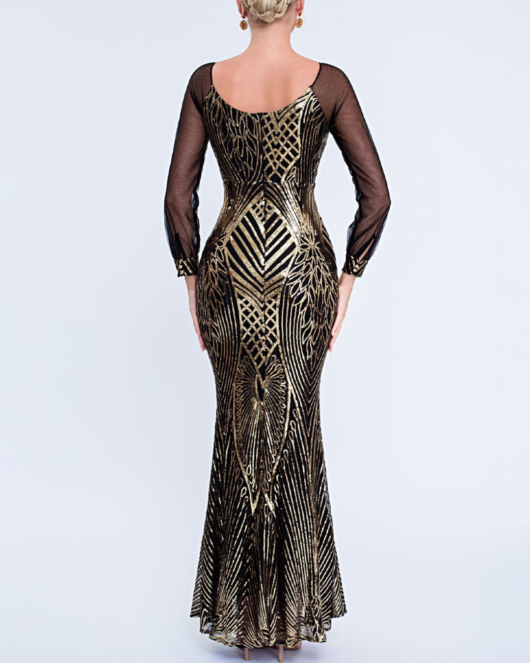 Geplooide top met uitlopende mouwen en maxi-rok set met tailleband – Rosiny 