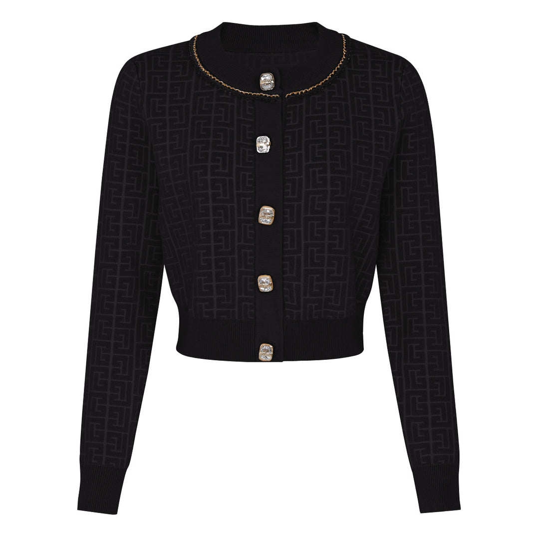 knitted two-piece dress set with logo pattern – CAMILA