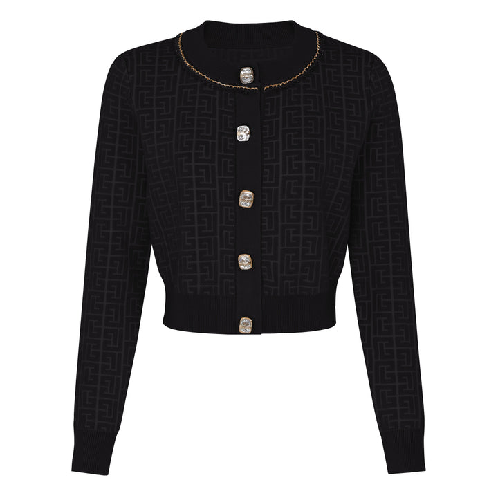 knitted two-piece dress set with logo pattern – CAMILA