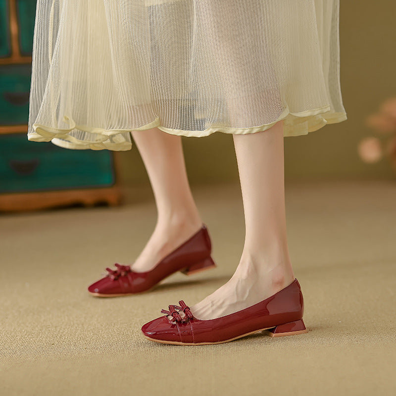 patent leather flats with bow detail – RUBINAV