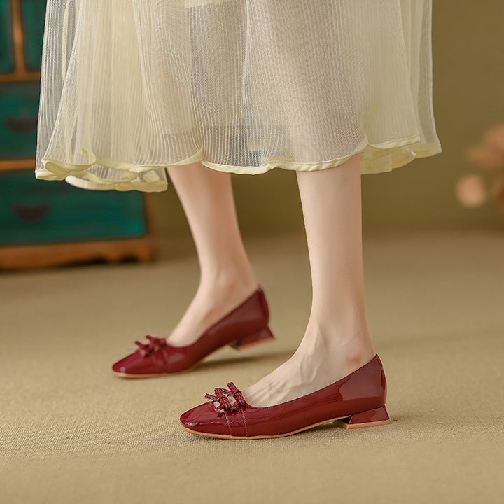 patent leather flats with bow detail – RUBINAV